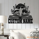 Personalized Mushrooms Books Metal Sign with LED Lights Custom Bookshelf Art Library Decor Bookworm & Reading Room Sign