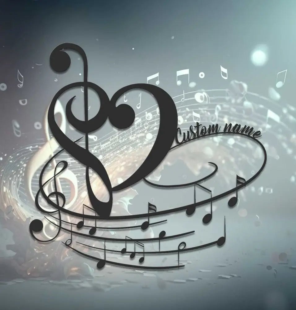 Personalized Music Notes Gift - Customized Gift for Musician - Music Notes and Heart Metal Wall Art - Home Decoration