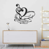 Personalized Music Notes Gift - Customized Gift for Musician - Music Notes and Heart Metal Wall Art - Home Decoration