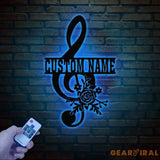 Personalized Music Notes Metal Wall Art Led Light Musician Name Sign Customized Gift for Musician Music Teacher Gift