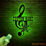 Personalized Music Notes Metal Wall Art Led Light Musician Name Sign Customized Gift for Musician Music Teacher Gift