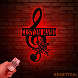 Personalized Music Notes Metal Wall Art Led Light Musician Name Sign Customized Gift for Musician Music Teacher Gift