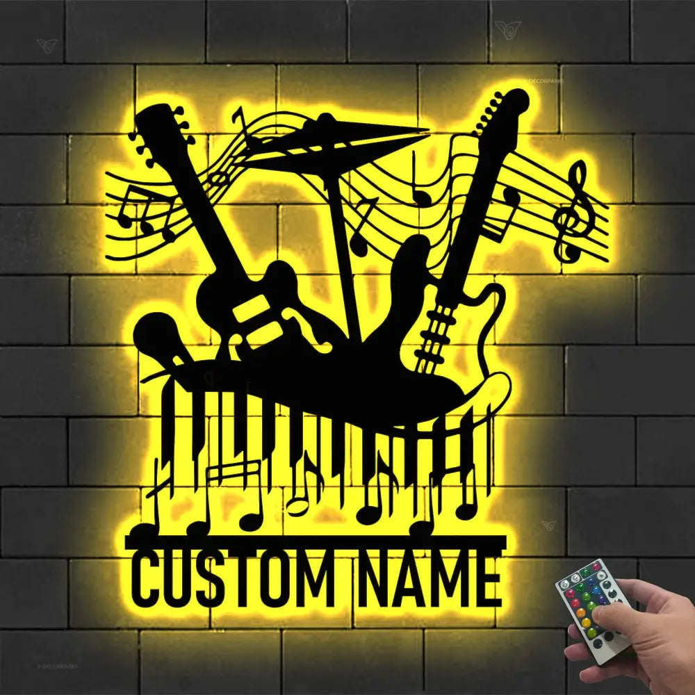 Personalized Music Wall Art with Led Light - Music Lover Gift - Music Notes Piano Sign - Music Time Living Room Decor