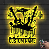 Personalized Music Wall Art with Led Light - Music Lover Gift - Music Notes Piano Sign - Music Time Living Room Decor