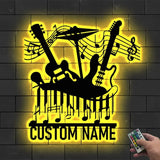 Personalized Music Wall Art with Led Light - Music Lover Gift - Music Notes Piano Sign - Music Time Living Room Decor