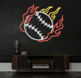 Personalized Name Baseball Fire Neon Sign Kids Room Decor Gift for Baseball Player Coach Gifts For Baseball Lover