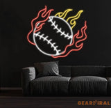 Personalized Name Baseball Fire Neon Sign Kids Room Decor Gift for Baseball Player Coach Gifts For Baseball Lover