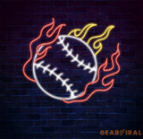 Personalized Name Baseball Fire Neon Sign Kids Room Decor Gift for Baseball Player Coach Gifts For Baseball Lover