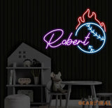 Personalized Name Baseball Fire Neon Sign Kids Room Decor Gift for Baseball Player Coach Gifts For Baseball Lover