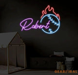 Personalized Name Baseball Fire Neon Sign Kids Room Decor Gift for Baseball Player Coach Gifts For Baseball Lover