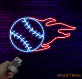 Personalized Name Baseball Fire Neon Sign Kids Room Decor Gift for Baseball Player Coach Gifts For Baseball Lover