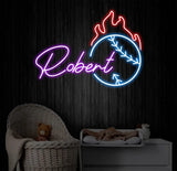 Personalized Name Baseball Fire Neon Sign Kids Room Decor Gift for Baseball Player Coach Gifts For Baseball Lover