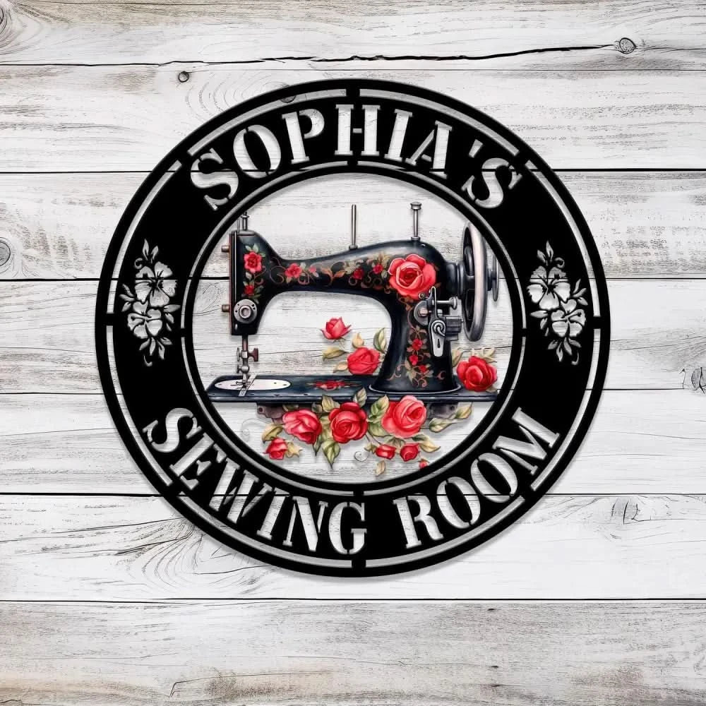 Personalized Name Sewing Machine Metal Sign Custom Quilting Sign For Sewing Room Decor Sewing Machine Sign Gift for Mom