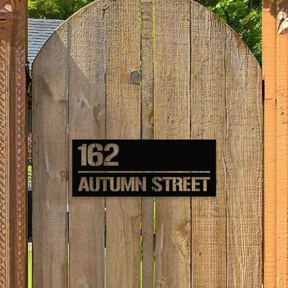 Personalized Number Metal Address Sign - Last Name Initial Hanging - Personalize Metal Led Sign - Address Number Sign