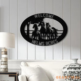 Personalized Outdoor Metal Horse Farm Sign with LED Lights - Custom Name Sign - Welcome Farm Animals Decor - Gift for