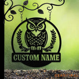 Personalized Owl Metal Wall Signs Owl Monogram Sign Outdoor Decor Garden Decor Garden Gifts Owl Decor Gifts for Mom