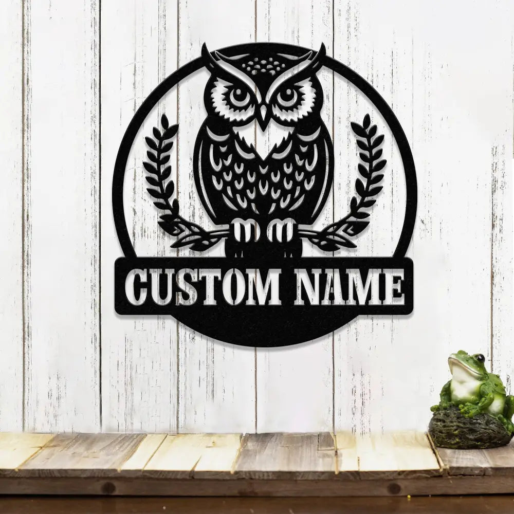 Personalized Owl Metal Wall Signs Owl Monogram Sign Outdoor Decor Garden Decor Garden Gifts Owl Decor Gifts for Mom