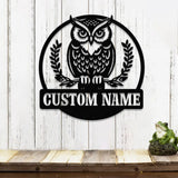 Personalized Owl Metal Wall Signs Owl Monogram Sign Outdoor Decor Garden Decor Garden Gifts Owl Decor Gifts for Mom