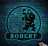 Personalized Paintball Metal Sign with LED Lights - Custom Paintball Monogram Metal Wall Art - Hobbies Gift - Birthday