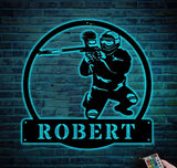 Personalized Paintball Metal Sign with LED Lights - Custom Paintball Monogram Metal Wall Art - Hobbies Gift - Birthday