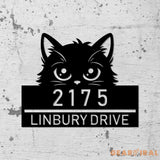 Personalized Peeking Cat Metal Address Sign House number Hanging Address Sign 2 - Gearviral