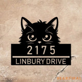 Personalized Peeking Cat Metal Address Sign House number Hanging Address Sign 2 - Gearviral