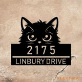 Personalized Peeking Cat Metal Address Sign House number Hanging Address Sign 2 - Gearviral