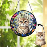 Personalized Pet Portrait Stained Glass Suncatcher Custom Cat Portrait from Photo Cat Art Suncatcher Pet Memorial Gift