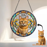 Personalized Pet Portrait Stained Glass Suncatcher Custom Cat Portrait from Photo Cat Art Suncatcher Pet Memorial Gift