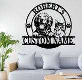 Personalized Pet Shop Sign Custom Logo Name Plaque Metal Wall Art Decor Door Wall Hanging - Cat & Dog - Welcome to Our