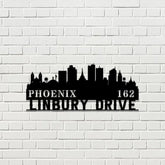 Personalized Phoenix city skyline Metal Address Sign Hanging Address Plaque house number Yard Outdoor Sign Garden Stake