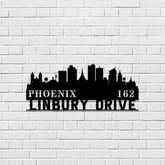 Personalized Phoenix city skyline Metal Address Sign Hanging Address Plaque house number Yard Outdoor Sign Garden Stake