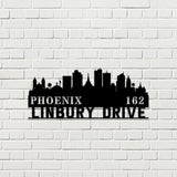 Personalized Phoenix city skyline Metal Address Sign Hanging Address Plaque house number Yard Outdoor Sign Garden Stake