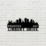 Personalized Phoenix city skyline Metal Address Sign Hanging Address Plaque house number Yard Outdoor Sign Garden Stake
