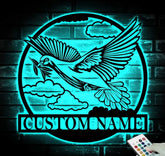Personalized Pigeon Peace Bird Metal Wall Art LED Light - Custom Dove Pet Homing Bird Name Sign - Pigeon for Home Decor