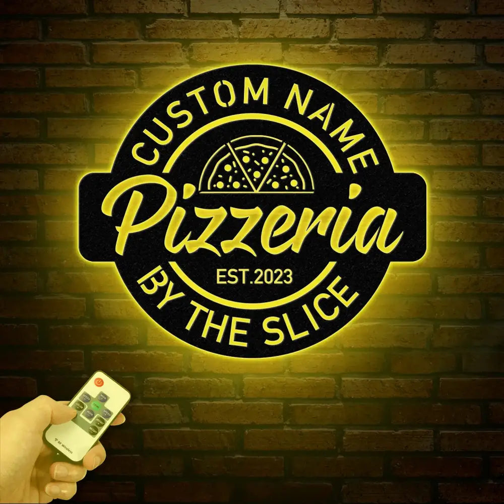 Personalized Pizza Sign Custom Pizzeria Metal Decor Restaurant & Shop Signage Business Logo Sign Kitchen Decor Gift for
