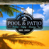 Personalized Pool Metal Sign - Custom Backyard Oasis Sign Patio Decor - Backyard - Lake House Sign | GearViral