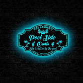 Personalized Poolside Paradise Sign LED Light Custom Backyard Pool Sign Family Welcome Sign Aloha Palm Tree Decor Beach