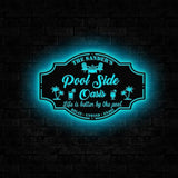 Personalized Poolside Paradise Sign LED Light Custom Backyard Pool Sign Family Welcome Sign Aloha Palm Tree Decor Beach