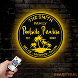 Personalized Poolside Paradise Sign LED Light Custom Pool Sign Backyard Pool Decor Backyard Sign Poolside Decor