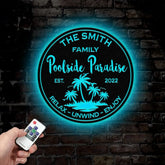 Personalized Poolside Paradise Sign LED Light Custom Pool Sign Backyard Pool Decor Backyard Sign Poolside Decor