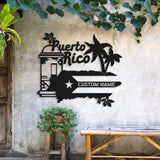 Personalized Puerto Rico Flag Metal Wall Art LED Light Custom Puerto Rico Lover Name Sign Decor Born in Puerto Rico