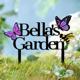 Personalized Purple Butterfly Metal Garden Stake Sign Custom Name Metal Garden Decor Yard Art Custom Metal Garden Art