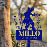 Personalized Rabbit Bunny Memorial Stake Bunny Grave Marker Metal Garden Stake Remembrance Sign Bunny Lover Sympathy