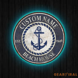 Personalized Retro Anchor Metal Sign Anchor Name Sign Metal Anchor Sign Beach House Sign Metal Family Name Sign