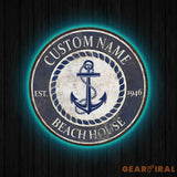 Personalized Retro Anchor Metal Sign Anchor Name Sign Metal Anchor Sign Beach House Sign Metal Family Name Sign