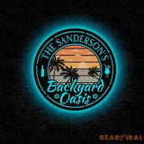 Personalized Retro Pool Metal Sign LED Outdoor Wall Decor Pool Signs for Outdoor Personalized Custom Backyard Oasis