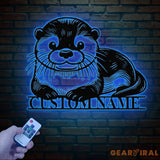 Personalized River Otter Metal Sign with Led Lights Custom Otter Metal Sign Otter Sign Birthday Gift Otter Gifts Otter
