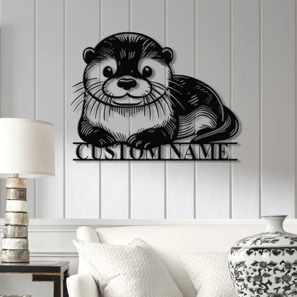 Personalized River Otter Metal Sign with Led Lights Custom Otter Metal Sign Otter Sign Birthday Gift Otter Gifts Otter