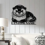 Personalized River Otter Metal Sign with Led Lights Custom Otter Metal Sign Otter Sign Birthday Gift Otter Gifts Otter